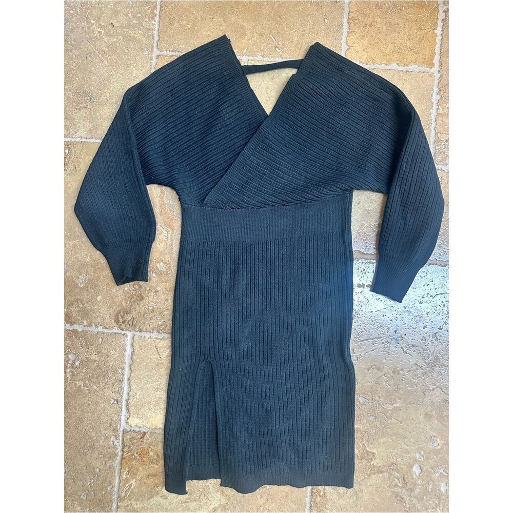 NWOT Halara V-neck Batwing Long Sleeve Split Bodycon Midi Sweater Dres - Picture 8 of 11